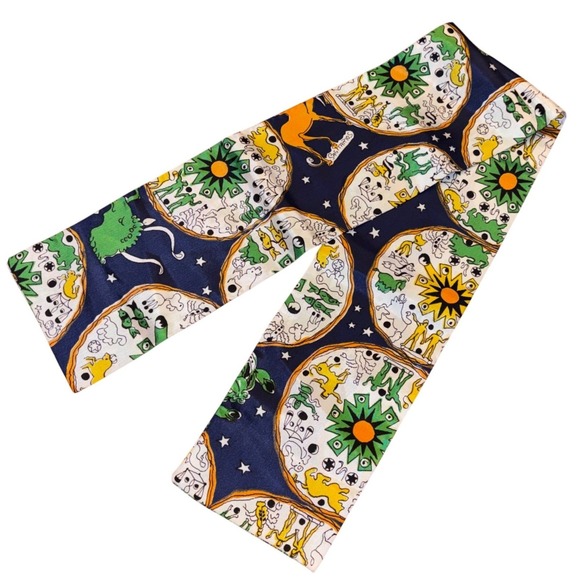 VintageSagitariosZodiac Celestial Silk ScarfNavy35x5Astrology